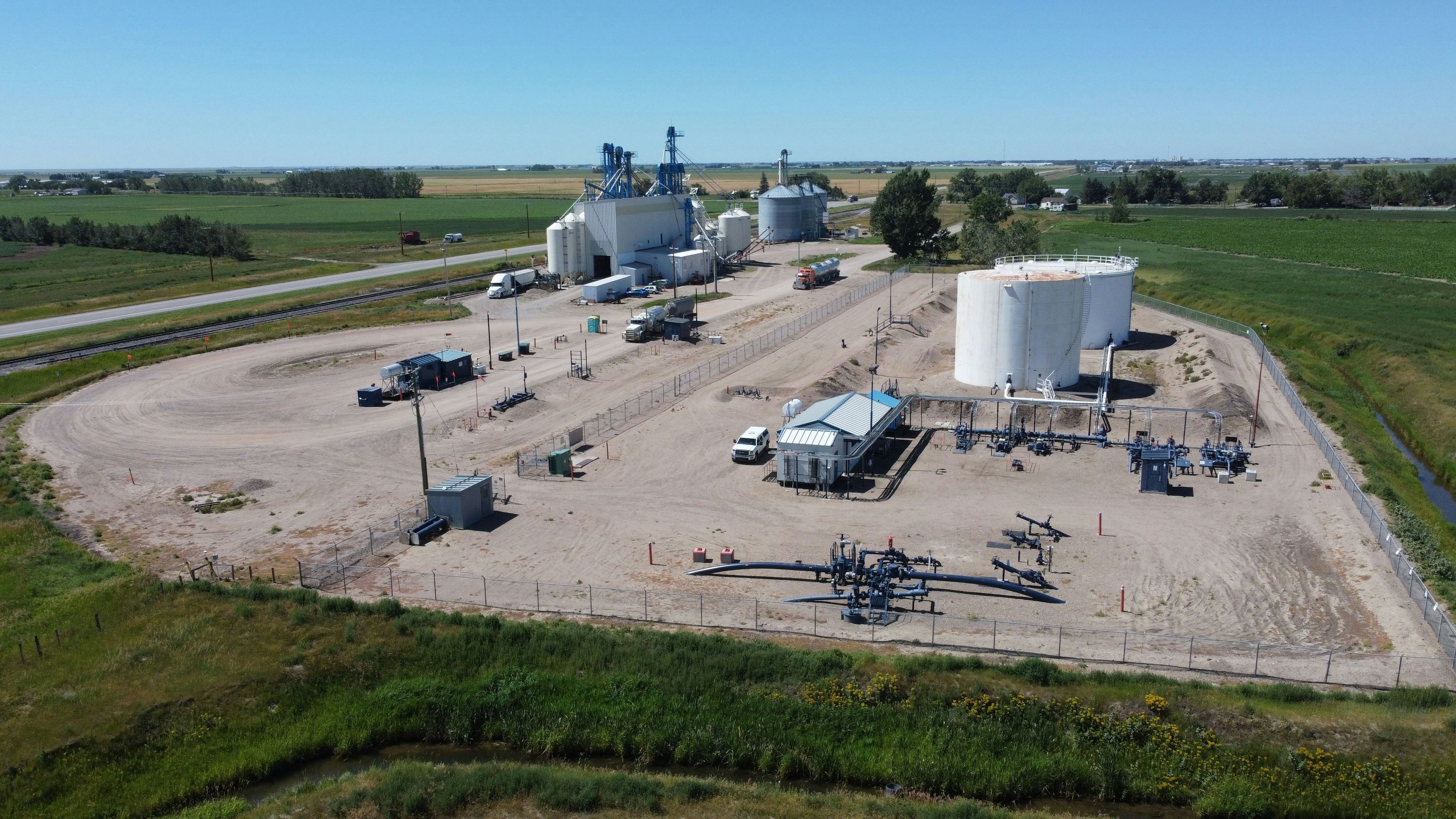 drone of oil and gas tanks